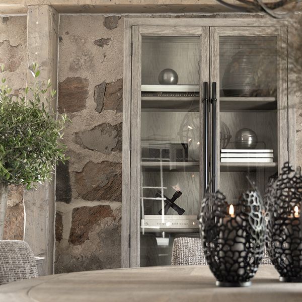 Narbonne Pearl Grey Vitrineskap - Artwood