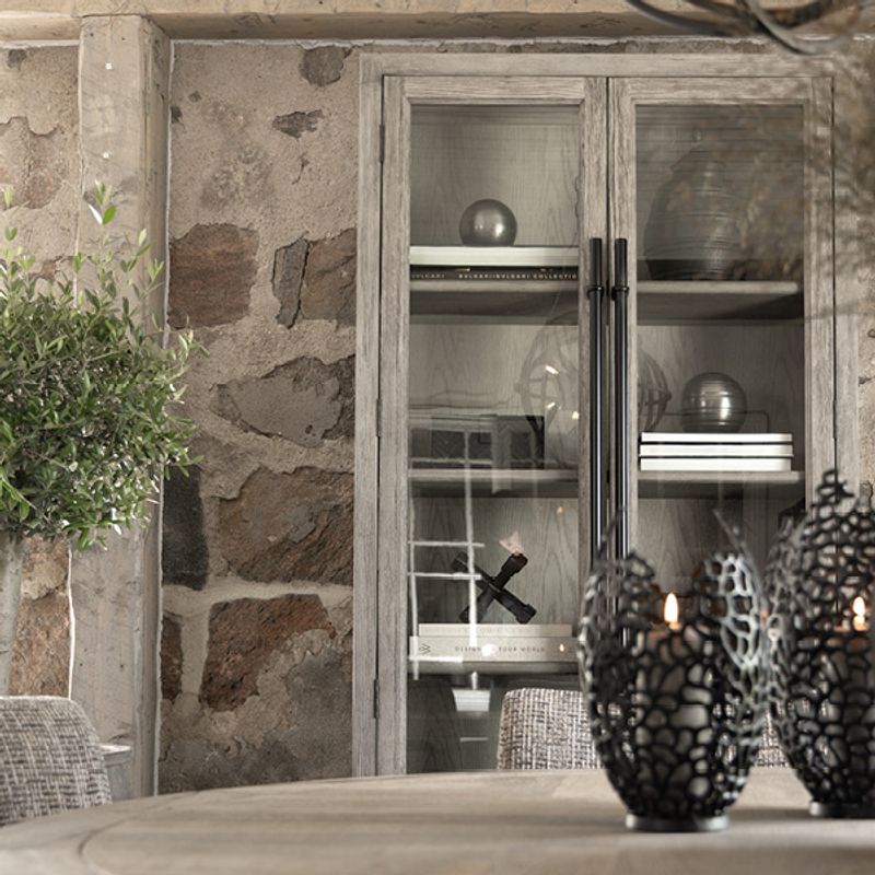 Narbonne Pearl Grey Vitrineskap - Artwood