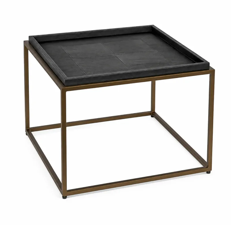 Sidebord skinn 60x60 messingramme | Home Factory 