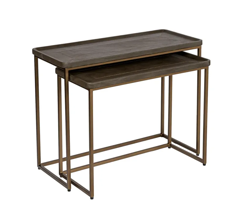 Settbord 2-sett skinn messing ramme | Home Factory